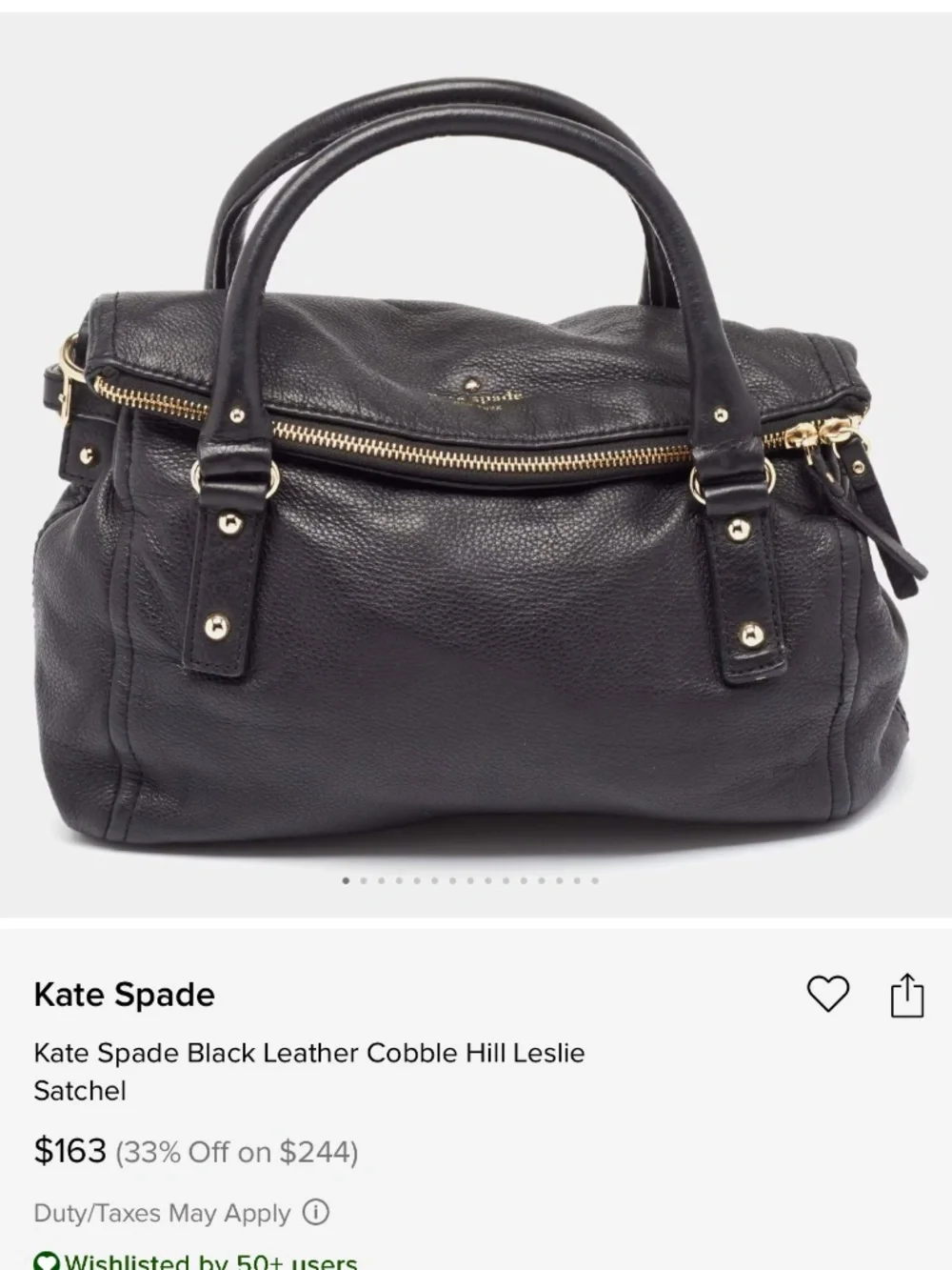 Kate Spade Leather Cobble Hill Leslie Satchel